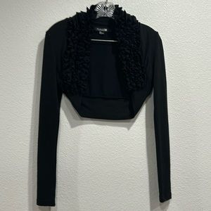 Forever 21 Cropped Long Sleeve Ruffled Cardigan sz Small